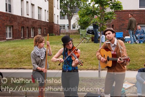A folk band performs at Grand Old Day on 7 June 2009